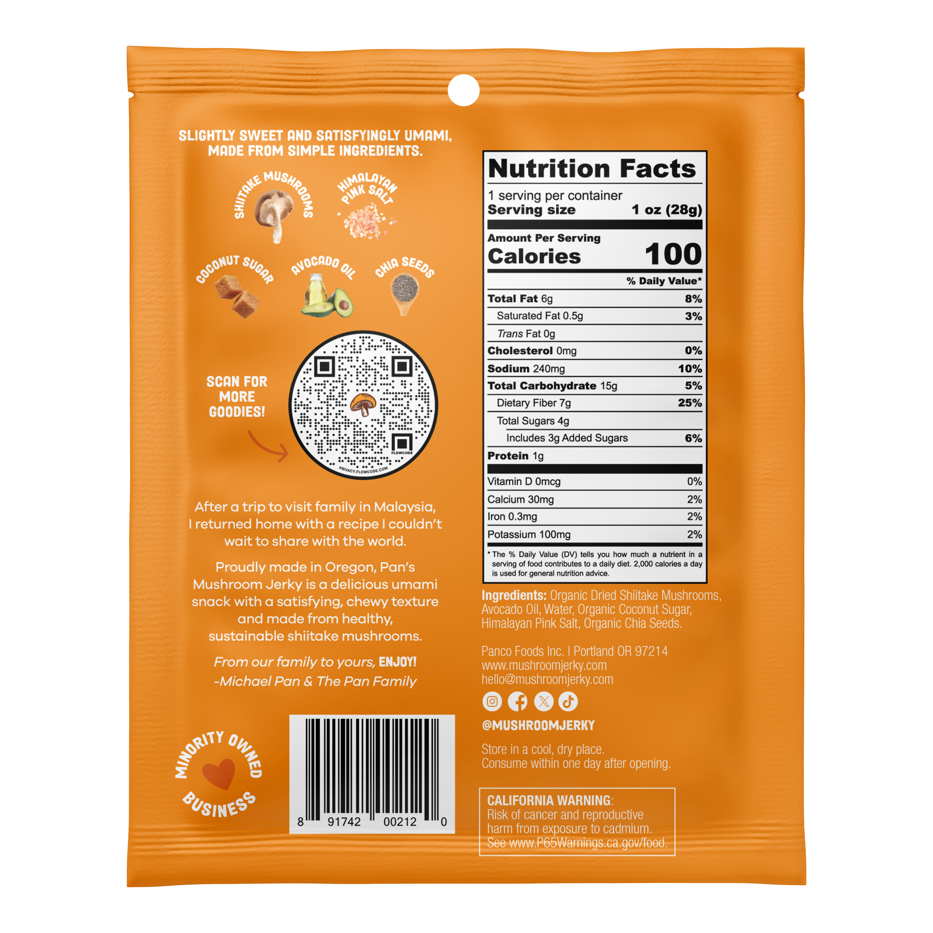 Original Mushroom Jerky - Single Serve Pack